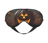 Masque de sommeil à imprimé citrouille fantôme d'Halloween doux avec sangle réglable pour dormir, voyager et se détendre