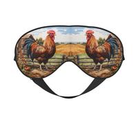 Masque de sommeil à imprimé coq sur bois dans les terres agricoles, couverture douce et respirante pour les voyages, le travail de nuit et la méditation