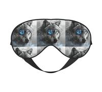Masque de sommeil à imprimé loup aux yeux bleus, doux et respirant pour les voyages, le travail de nuit et la méditation