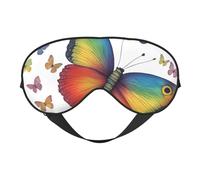 Masque de sommeil à imprimé papillon arc-en-ciel doux avec sangle réglable pour dormir, voyager et se détendre