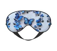 Masque de sommeil à imprimé papillons bleus, couverture douce et respirante pour les voyages, le travail de nuit et la méditation