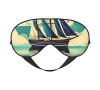 Masque de sommeil à imprimé paysage de bateau à voile, masque doux pour les yeux avec sangle réglable pour dormir, voyager et se détendre