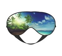 Masque de sommeil à imprimé tranquille sur la plage, coucher de soleil, couverture des yeux en soie, bandeau en satin doux, sangle élastique, ombre à paupières de nuit, sieste de voyage pour femmes et