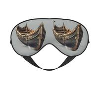 Masque de sommeil à imprimé vieux bateaux vikings, couverture douce et respirante pour les voyages, le travail de nuit et la méditation