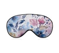 Masque de sommeil à la peinture à l'aquarelle florale pour homme et femme avec sangle réglable - Masque occultant doux et respirant - Antidérapant - Essentiels de voyage