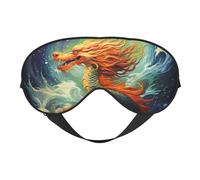 Masque de sommeil à la peinture à l'huile de dragon chinois pour homme et femme - Masque pour les yeux double face avec sangle réglable, doux et soyeux, bloquant la lumière et respirant pour voyage