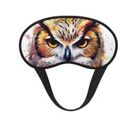 Masque de sommeil à l'aquarelle avec tête de hibou - Doux et confortable - Avec sangle réglable - Occultant - Pour femmes, filles, hommes - Pour voyage, yoga, sieste, travail