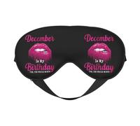 Masque de sommeil à lèvres roses pailletées « Décembre est mon anniversaire » Masque de sommeil à blocage de lumière Bandeau de nuit Masque de nuit doux sans pression avec sangle élastique pour la ma