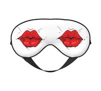 Masque de sommeil à lèvres rouges scellé avec un baiser, masque de nuit, blocage de la lumière, bandeau pour les yeux, cache-yeux doux sans pression avec sangle élastique pour la maison, les voyages,