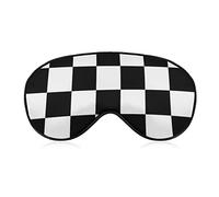 Masque de sommeil à motif de drapeau à damier de course noir blanc pour les yeux avec une couverture de sangle élastique pour les hommes, les femmes et les enfants