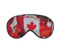 Masque de sommeil à motif de nombreux petits drapeaux canadiens pour homme et femme avec sangle réglable - Doux et respirant - Occultant - Antidérapant - Essentiels de voyage