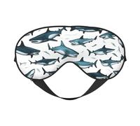 Masque de sommeil à motif de requin avec différents gestes - Masque pour les yeux en soie de mûrier 100 % naturelle avec couvre-yeux ultra doux pour dormir, voyage, sieste