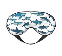Masque de sommeil à motif de requin avec différents gestes - Masque pour les yeux en soie de mûrier 100 % naturelle avec couvre-yeux ultra doux pour dormir, voyage, sieste