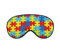Masque de sommeil à motif de troubles autistiques, Puzzle de couleurs, cache-œil avec sangle élastique, housse de couchage pour hommes, femmes et enfants