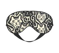 Masque de sommeil à motif de visages de chat abstraits, masques pour les yeux pour le sommeil double face, masques de sommeil pour homme et femme, couvre-yeux occultants pour dormir, voyage