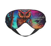 Masque de sommeil à motif hibou coloré pour homme et femme - Masque pour les yeux double face avec sangle réglable, doux au toucher soyeux, bloque la lumière et respirant, pour voyage, sieste, travail