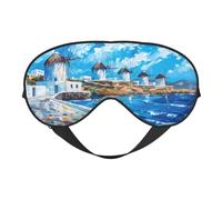 Masque de sommeil à motif moulins à vent des îles grecques, masques pour les yeux pour le sommeil double face, masques de sommeil pour homme et femme, masque occultant pour dormir, voyage