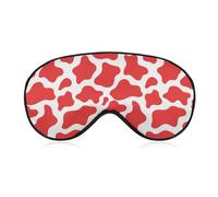 Masque de sommeil à motif peau de vache rouge pour femmes et hommes, masque de sommeil doux, bandeau ajustable, 20 x 10 cm