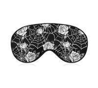Masque de sommeil à motif toile d'araignée et rose blanche pour femmes et hommes, masque doux pour les yeux, bandeau ajustable, 20 x 10 cm