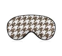 Masque de sommeil à paillettes pied-de-poule marron et blanc pour femmes et hommes, masque doux pour les yeux, bandeau ajustable, 20 x 10 cm