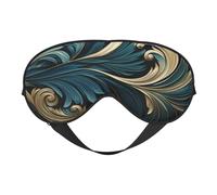 Masque de sommeil à plumes de paon bleu sarcelle et or avec sangle réglable, protection pour les yeux, bloque la lumière pour femmes et hommes, voyage en avion, sieste, méditation