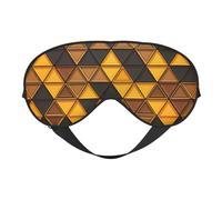 Masque de sommeil à triangles jaunes et marron pour homme et femme - Masque pour les yeux double face avec sangle réglable, doux au toucher soyeux, bloquant la lumière et respirant pour voyage, sieste