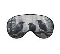 Masque de sommeil à trois corbeaux noirs pour homme et femme avec sangle réglable pour voyage, yoga, sieste, travail