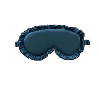 Masque de sommeil à volants en soie doux pour les yeux - Cache-yeux multicolore - Cache-yeux occultant pour femme et homme - Pour mieux dormir (Bleu foncé)