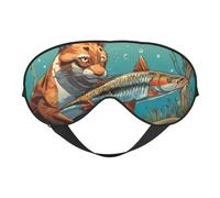 Masque de sommeil abstrait avec imprimé animal sauvage chasse poisson masque de sommeil soyeux masque pour les yeux pour femmes hommes pour voyage sommeil relaxation