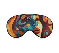Masque de sommeil abstrait coloré pour femme - Doux et confortable - Avec sangle réglable - Pour le travail, les voyages