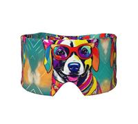 Masque de sommeil amusant avec imprimé chien - Bandeau réglable pour yoga et voyage - Garde au chaud - Aide confortable à l'ombre