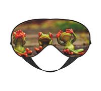 Masque de sommeil amusant avec imprimé grenouilles vertes - Masque pour les yeux - Pour dormir la nuit, voyage, avion