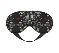 Masque de sommeil amusant avec motif chats, oiseaux et fleurs, avec sangle réglable, doux pour voyage, voyage, yoga, sieste, méditation