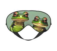 Masque de sommeil amusant avec motif grenouilles vertes - Léger et réglable - Pour homme et femme