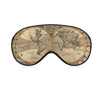 Masque de sommeil amusant pour femme homme, carte du monde dans les montagnes vintage, les arbres, les villes, les rivières, les yeux bandés doux pour dormir, la sangle élastique réglable, la couver