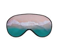Masque de sommeil amusant pour femme homme, mousse blanche ondulée Hit The Sand Beach Turquoise Water Soft Masque pour les yeux pour dormir Sangle élastique réglable Blackout Sleep Cover Eye Shade f