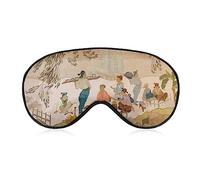 Masque de sommeil amusant pour femmes et hommes, cérémonie du thé de Chine ancienne avec bandeau doux pour dormir Sangle élastique réglable Blackout Sleep Cover Eye Shade for Travel Sleeping Nap