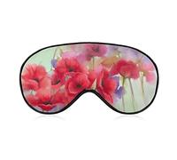 Masque de sommeil Aquarelle Coquelicots Rouges Masque pour les Yeux Bandeau avec Sangle Réglable Flower Art Soft Eye Cover pour Blocage des Lumières