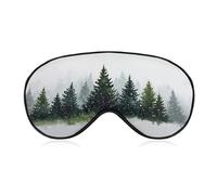 Masque de sommeil aquarelle forêt de pin, neige et brouillard pour homme et femme avec sangle réglable pour voyage, yoga, sieste, travail