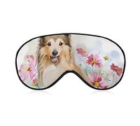 Masque de sommeil aquarelle mignon chien fleurs sommeil masque pour les yeux bandeau avec sangle réglable Hello Spring Soft Eye Cover pour bloquer les lumières