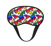 Masque de sommeil arc-en-ciel avec motif cœurs Gay Pride pour dormir sur le côté, masque pour les yeux pour homme et femme, avec bande élastique