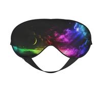 Masque de sommeil arc-en-ciel ciel et lune - Masque doux pour les yeux - Sangle réglable - Aide au sommeil