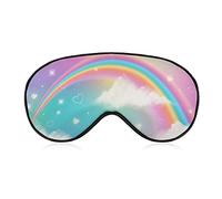 Masque de sommeil arc-en-ciel fantastique avec nuages Masque pour les yeux bandeau avec sangle réglable Unicorn Sky Soft Eye Cover pour bloquer les lumières