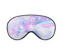 Masque de sommeil arc-en-ciel nuage galaxie sommeil masque pour les yeux bandeau avec sangle réglable lune et étoile couverture douce pour les yeux pour bloquer les lumières