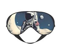 Masque de sommeil astronaute sur la lune, masque pour les yeux 100 % soie de mûrier naturelle avec couvre-yeux ultra doux pour dormir, voyage, sieste