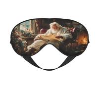 Masque de sommeil avec bandeau ajustable, motif Père Noël assis dans un fauteuil, idéal pour la lecture. Protection des yeux occultante pour femmes et hommes, parfaite pour les voyages en avion, la si