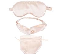 Masque de Sommeil avec Bandeau et Paquet, Soie Artificielle Beige | Ensemble Trois Pièces, Rangement et Transport Faciles, pour Repos Nocturne, Présent Pratique, Usage Quotidien