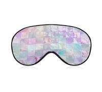 Masque de sommeil avec carreaux carrés holographiques pour homme et femme avec sangle réglable pour voyage, yoga, sieste, travail