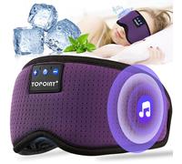 Masque de sommeil avec casque TOPOINT 3D Bluetooth - Masque de sommeil occultant - Essentiels de voyage - 15 heures de lecture - Minuterie d'arrêt automatique - Casque de sommeil - Cadeau de