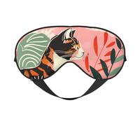 Masque de sommeil avec chat coloré avec fleurs, masque de sommeil double face, masque de sommeil pour homme et femme, couvre-yeux occultant pour dormir, voyage